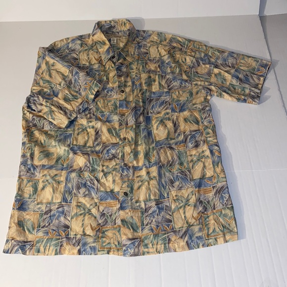 Tori Richard Men’s Large Short Sleeve Palm Print Button Up Shirt - Picture 1 of 5